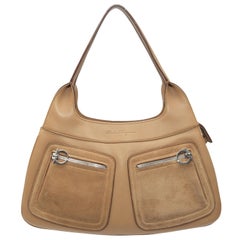 Salvatore Ferragamo Tan Leather & Suede Shoulder Bag