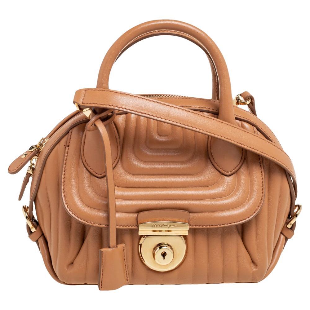Salvatore Ferragamo Gancini Top Handle Cherry Wood Handbag, Circa 1997