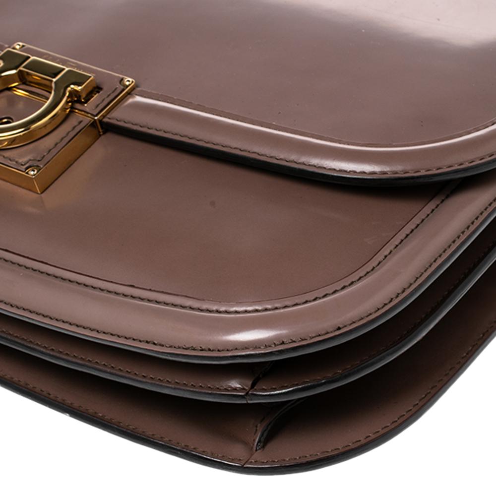 Salvatore Ferragamo Taupe Leather Jody Shoulder Bag 2