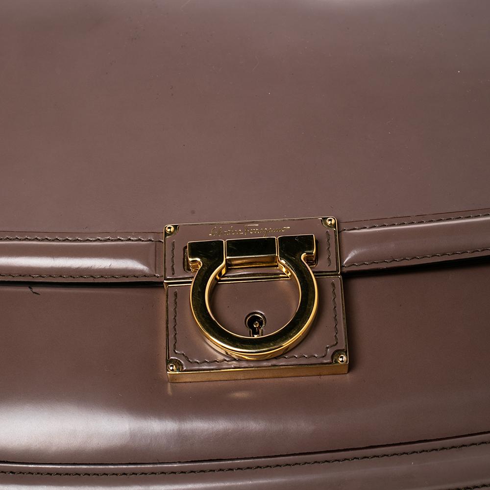 Salvatore Ferragamo Taupe Leather Jody Shoulder Bag 3