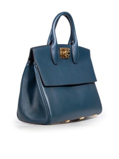 Salvatore Ferragamo Teal Leather Studio Handbag
