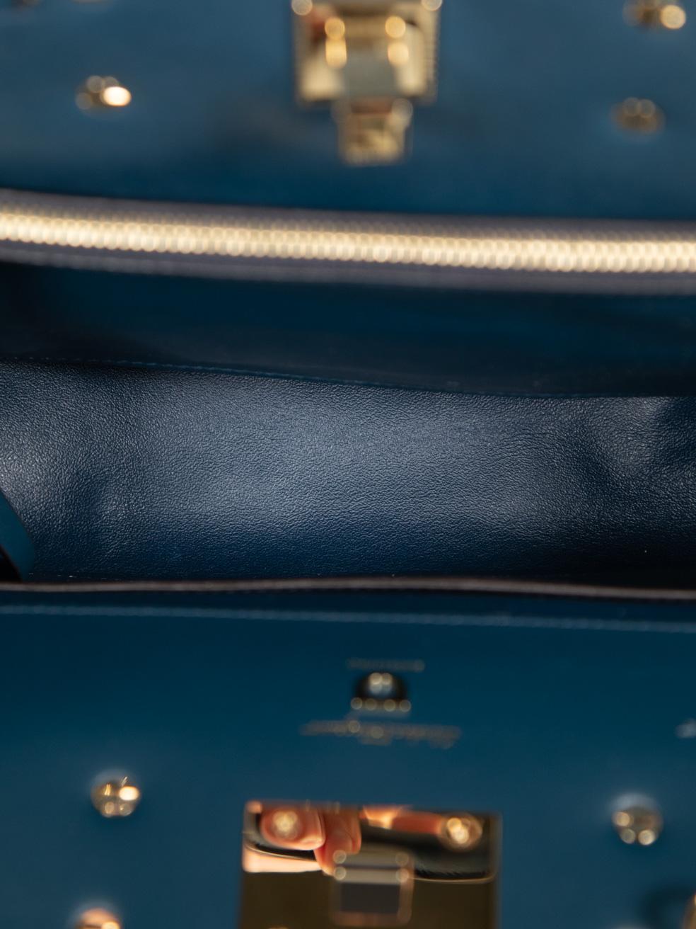 Salvatore Ferragamo Teal Leather Studio Handbag 1