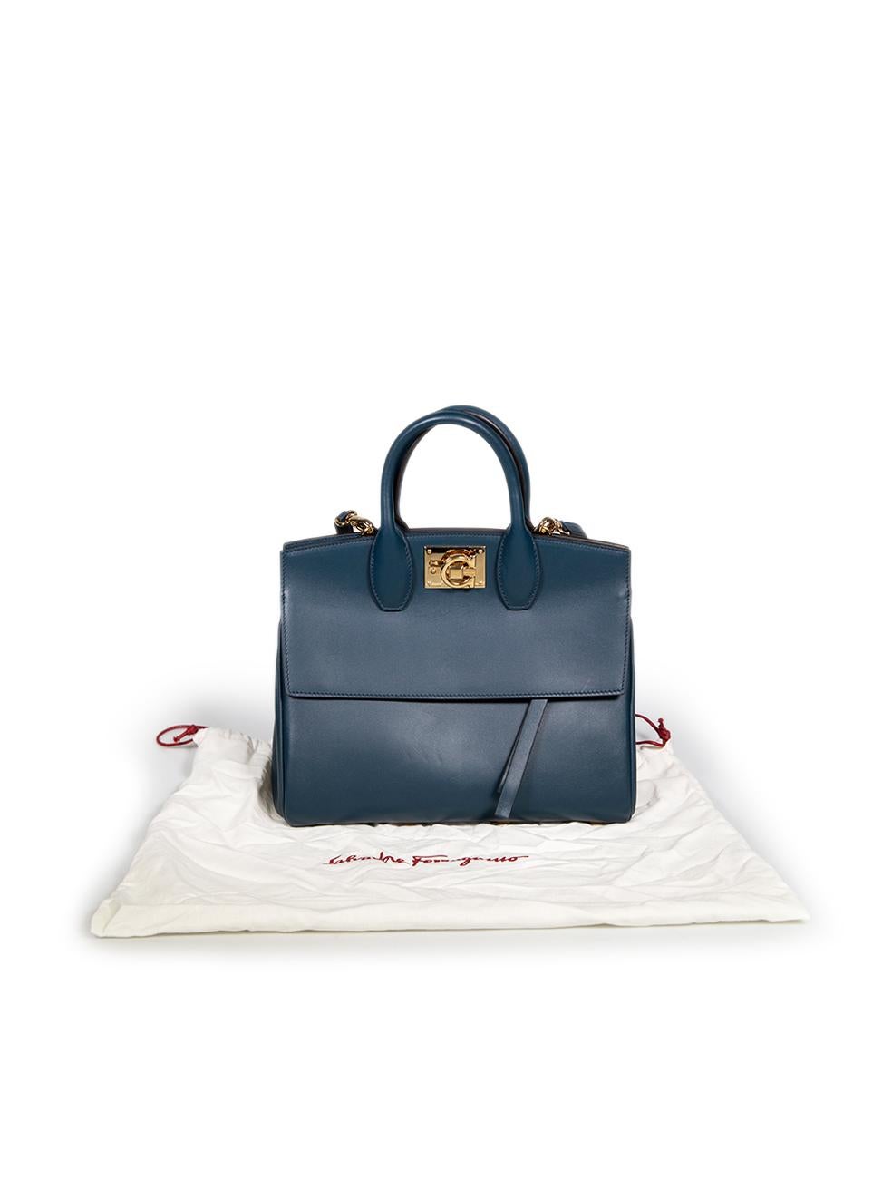Salvatore Ferragamo Teal Leather Studio Handbag 2