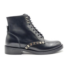 Salvatore Ferragamo Theodore Combat Boots Leather in Black