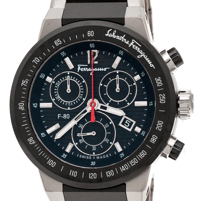 Salvatore Ferragamo Montre bracelet F 80 F55 en ceramique titane pour hommes 44 mm