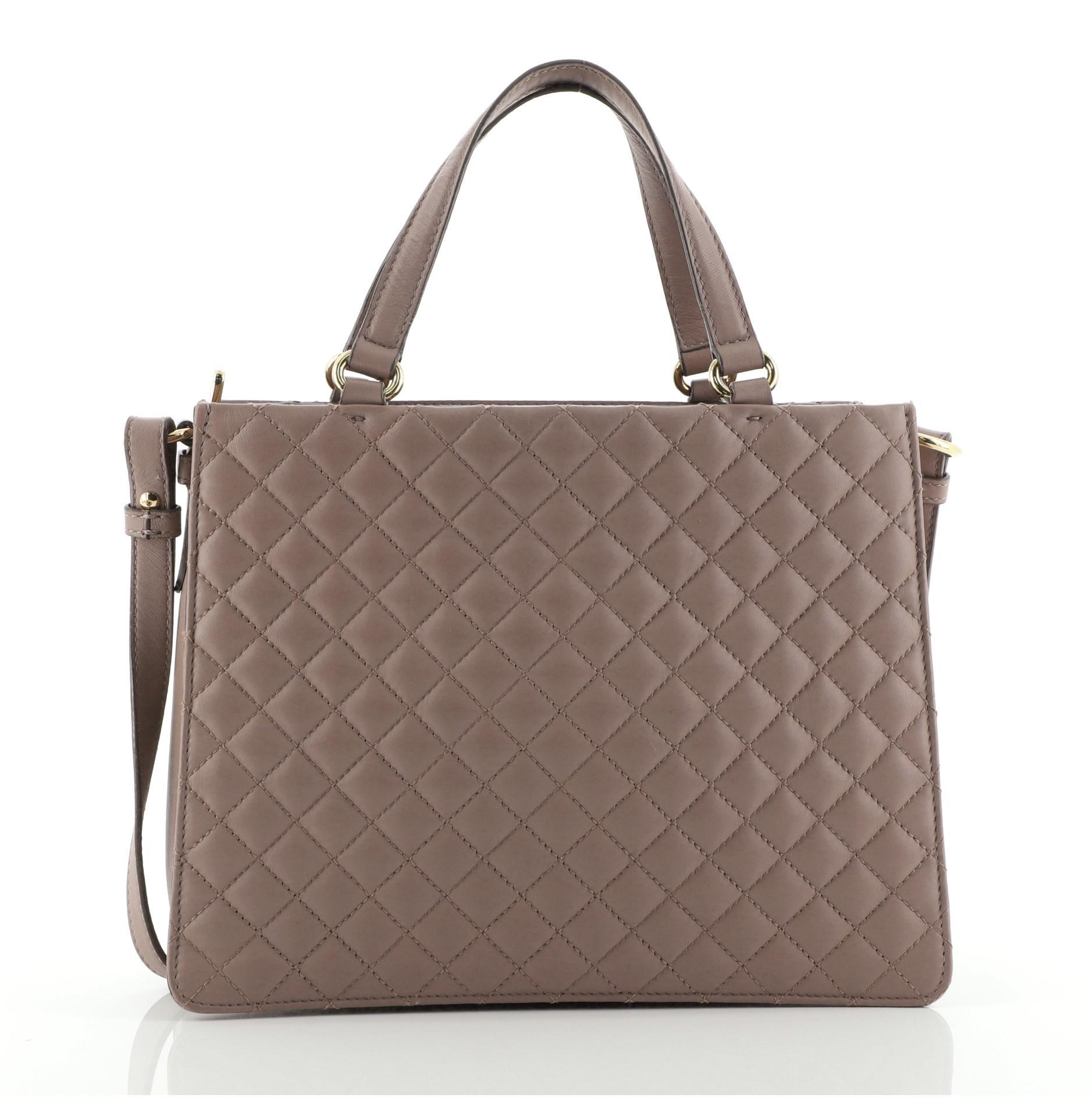 Salvatore Ferragamo Tracy Bow Tote Quilted Leather In Good Condition In NY, NY