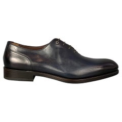 Used SALVATORE FERRAGAMO Tramezza Size 10.5 Black Leather Lace Up Shoes