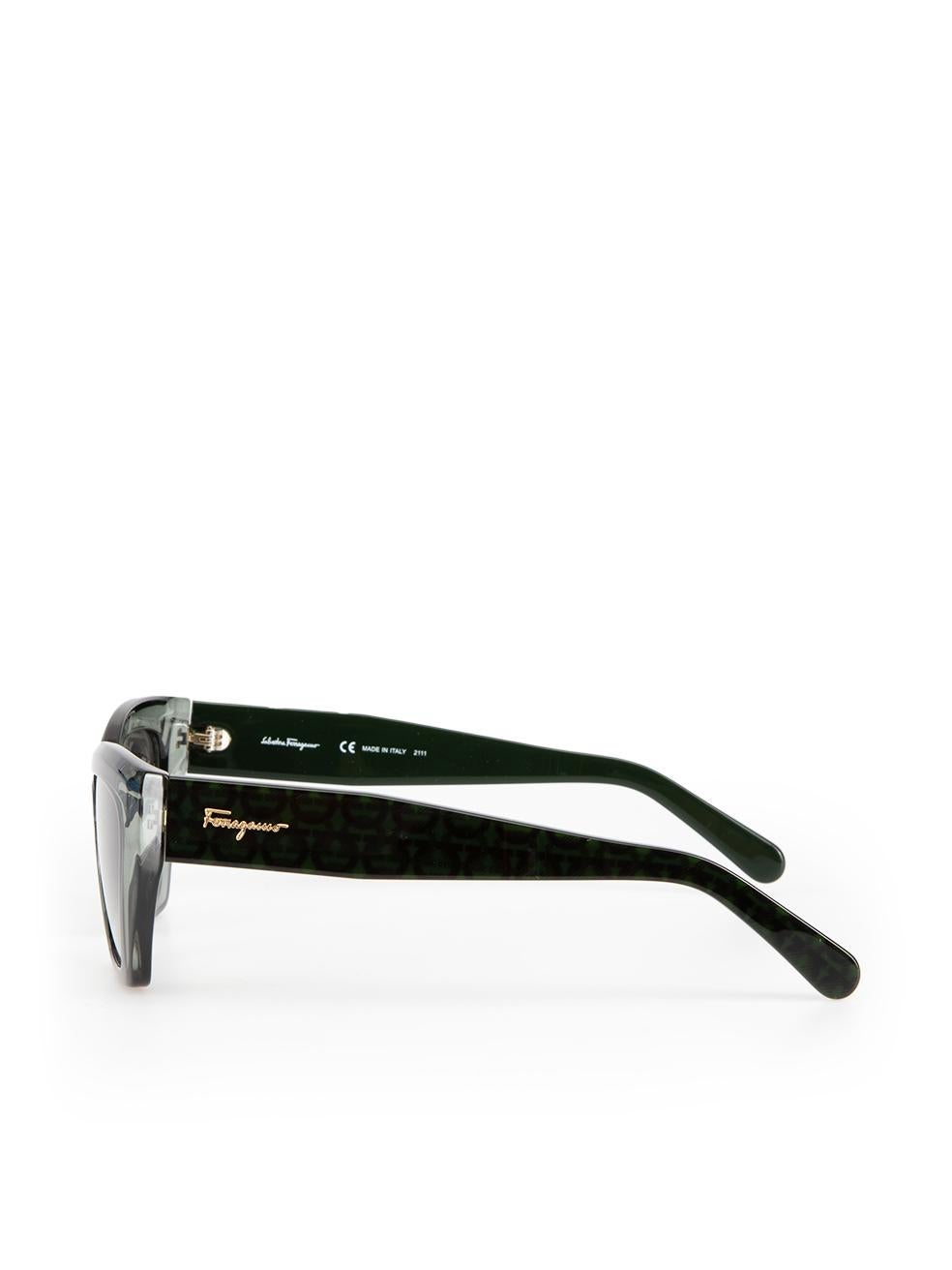 Women's Salvatore Ferragamo Transparent Forest Green Gradient Square Sunglasses For Sale