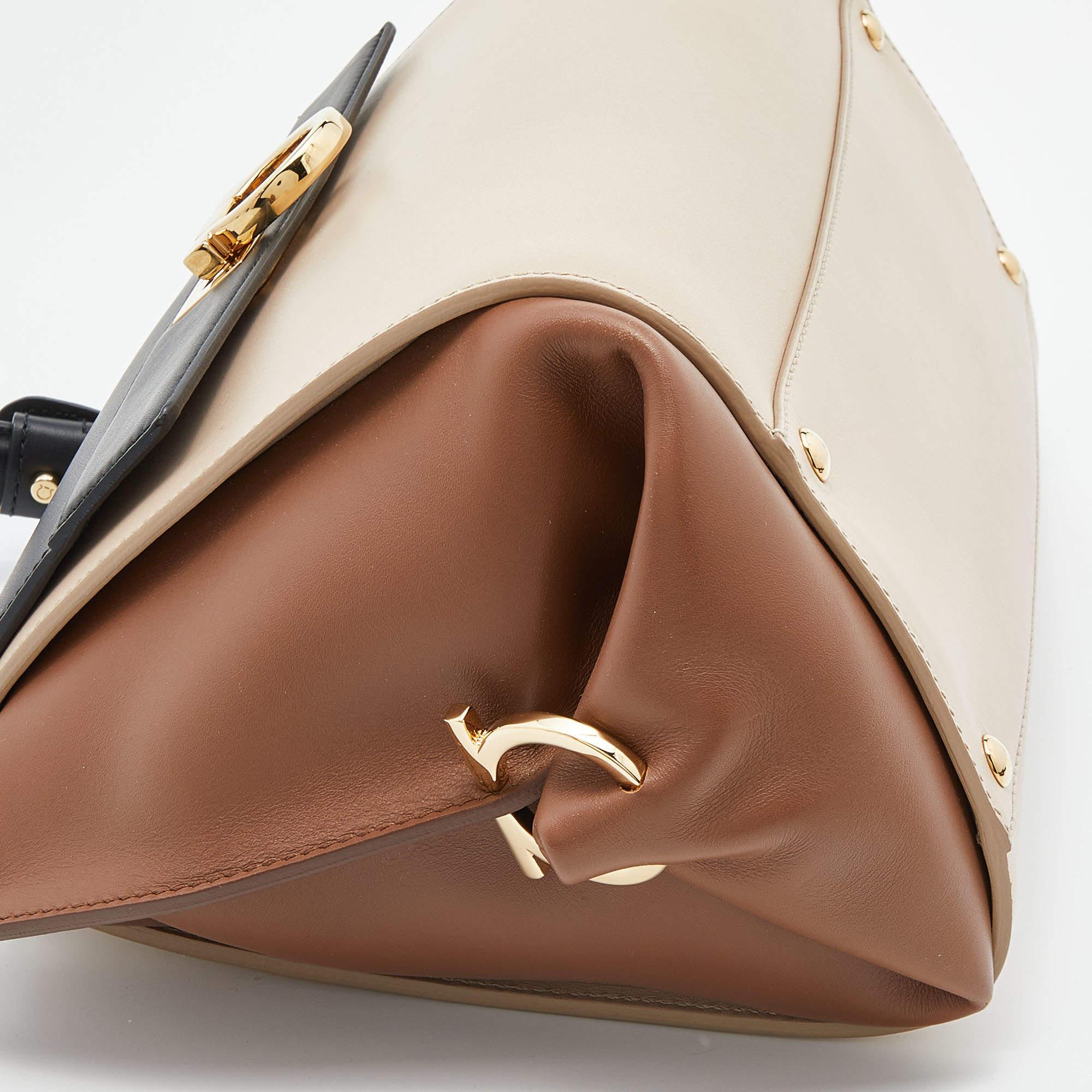Salvatore Ferragamo Tri Color Leather Medium Sofia Top Handle Bag 6