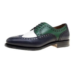 Salvatore Ferragamo Tricolor Brogue Leather Lawson Wingtip Derby Size 41