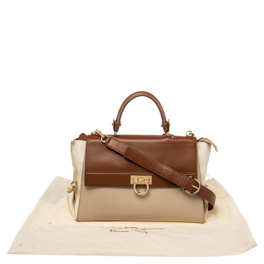Salvatore Ferragamo Tricolor Leather Large Sofia Top Handle Bag 5