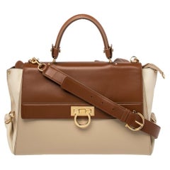 Salvatore Ferragamo Tricolor Leather Large Sofia Top Handle Bag