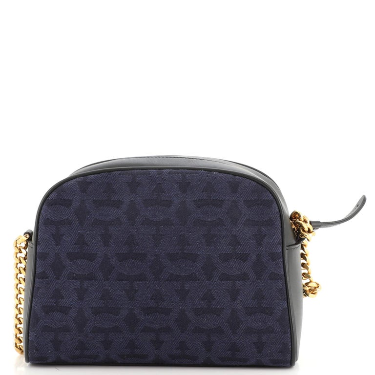 Salvatore Ferragamo Trifolio Crossbody Bag Printed Canvas with Leather Mini For Sale at 1stDibs