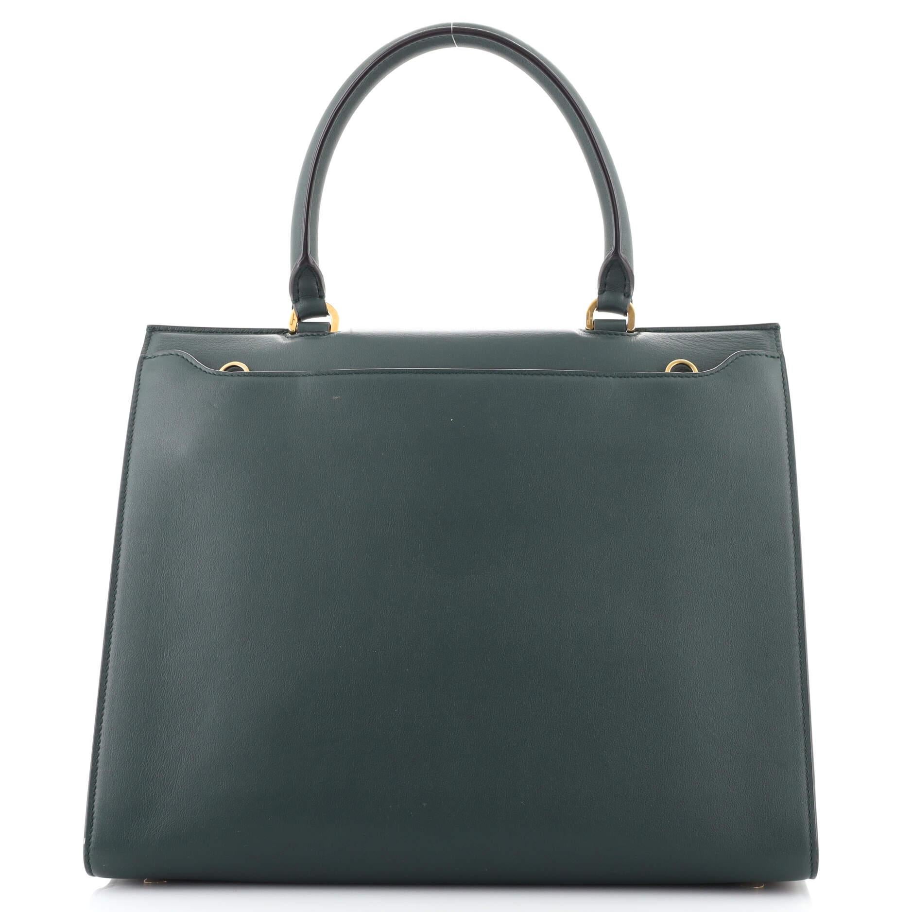 Salvatore Ferragamo Trifolio Top Handle Bag Leather Medium In Good Condition In NY, NY