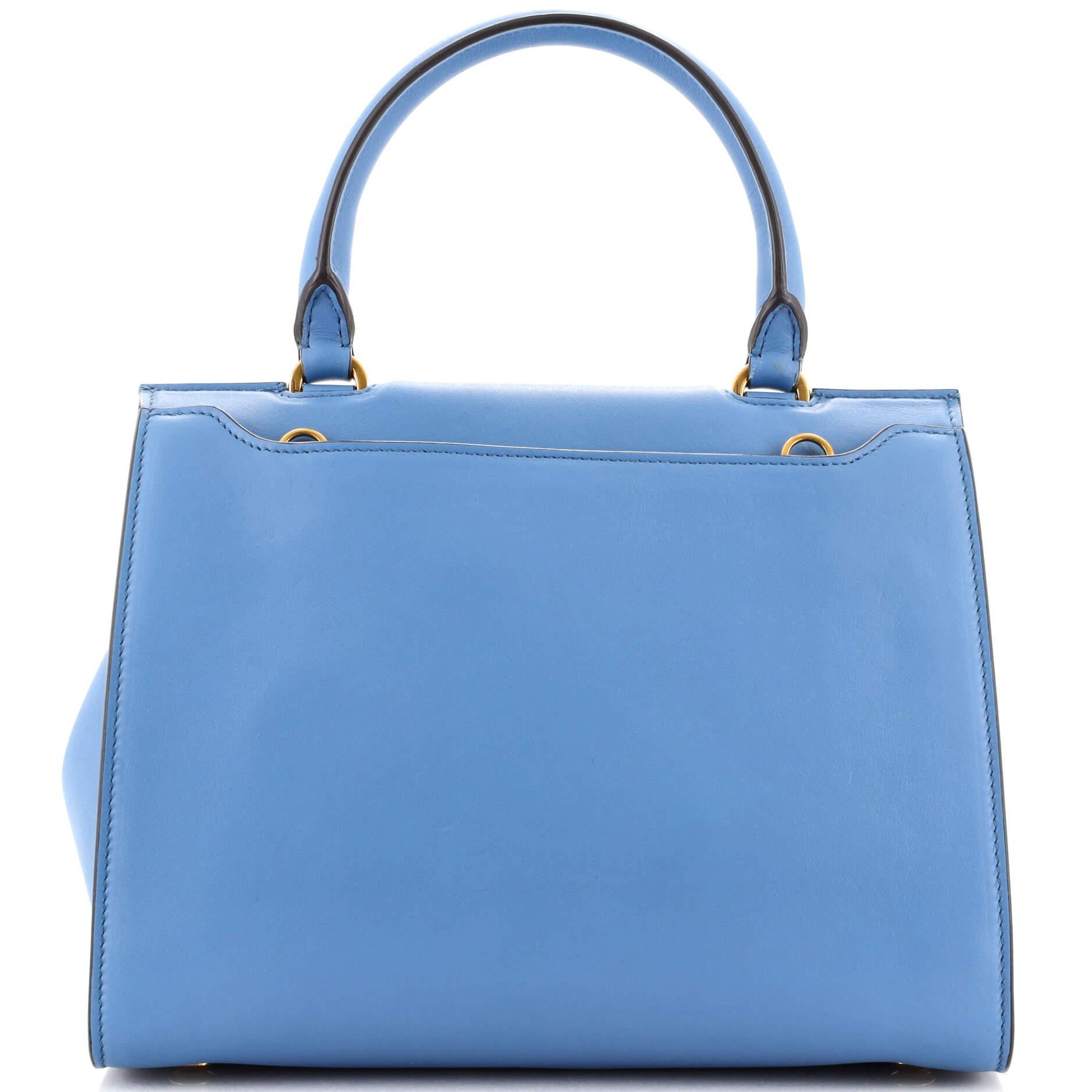 Blue Salvatore Ferragamo Trifolio Top Handle Bag Leather Small