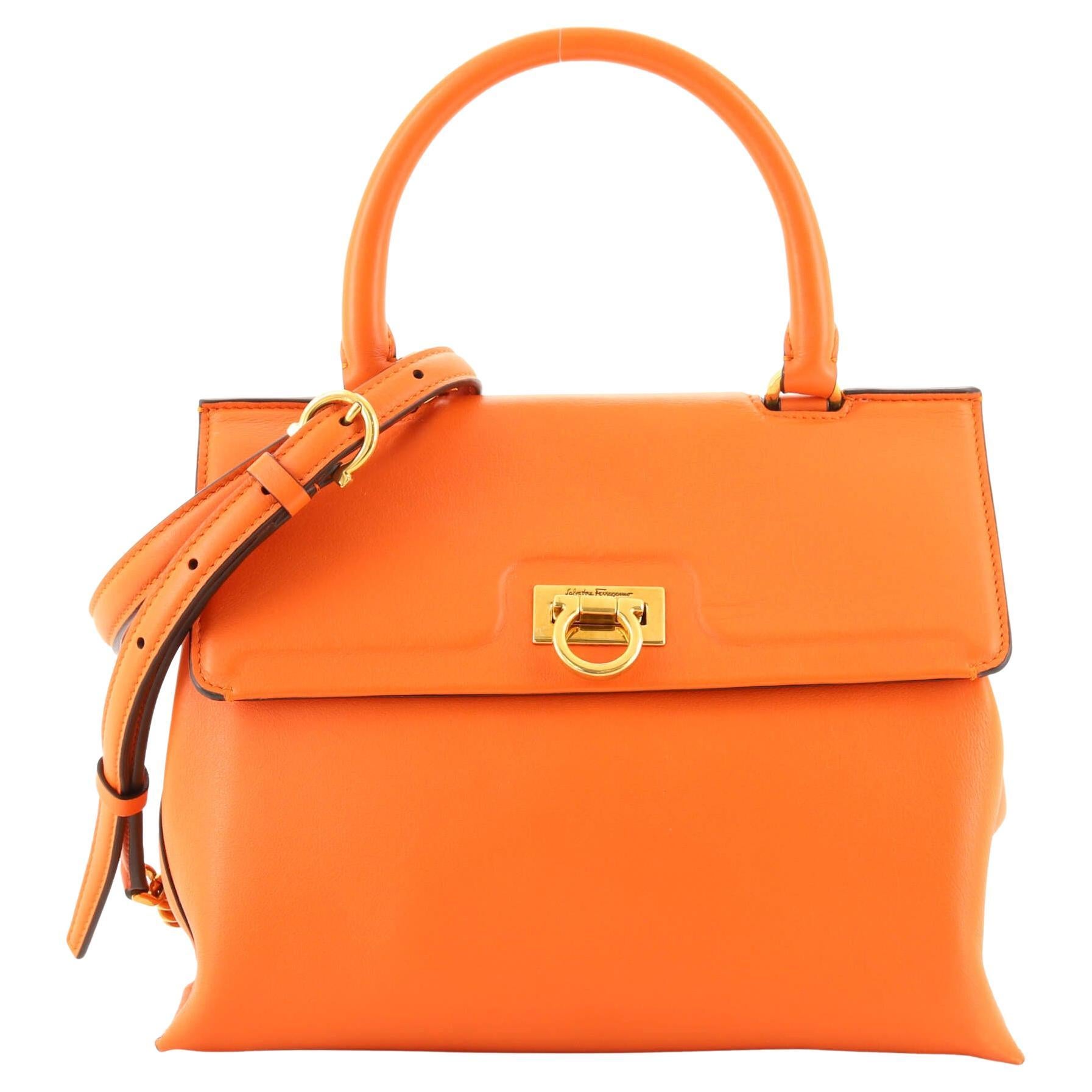 Salvatore Ferragamo Trifolio Top Handle Bag Leather Small For Sale