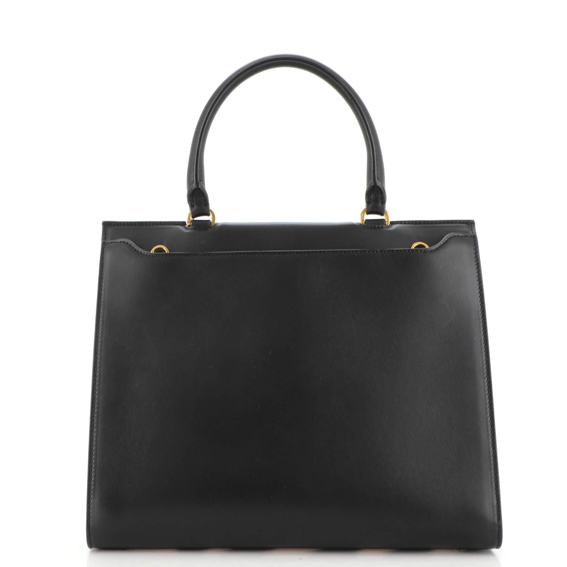 Salvatore Ferragamo Trifolio Top Handle Bag Woven Leather Medium In Good Condition In NY, NY