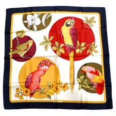 Salvatore Ferragamo Tropical Bird Print Silk Scarf circa 1990s