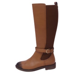 Salvatore Ferragamo Bottes d'équitation bicolores marron avec boucles dorées - EU 40