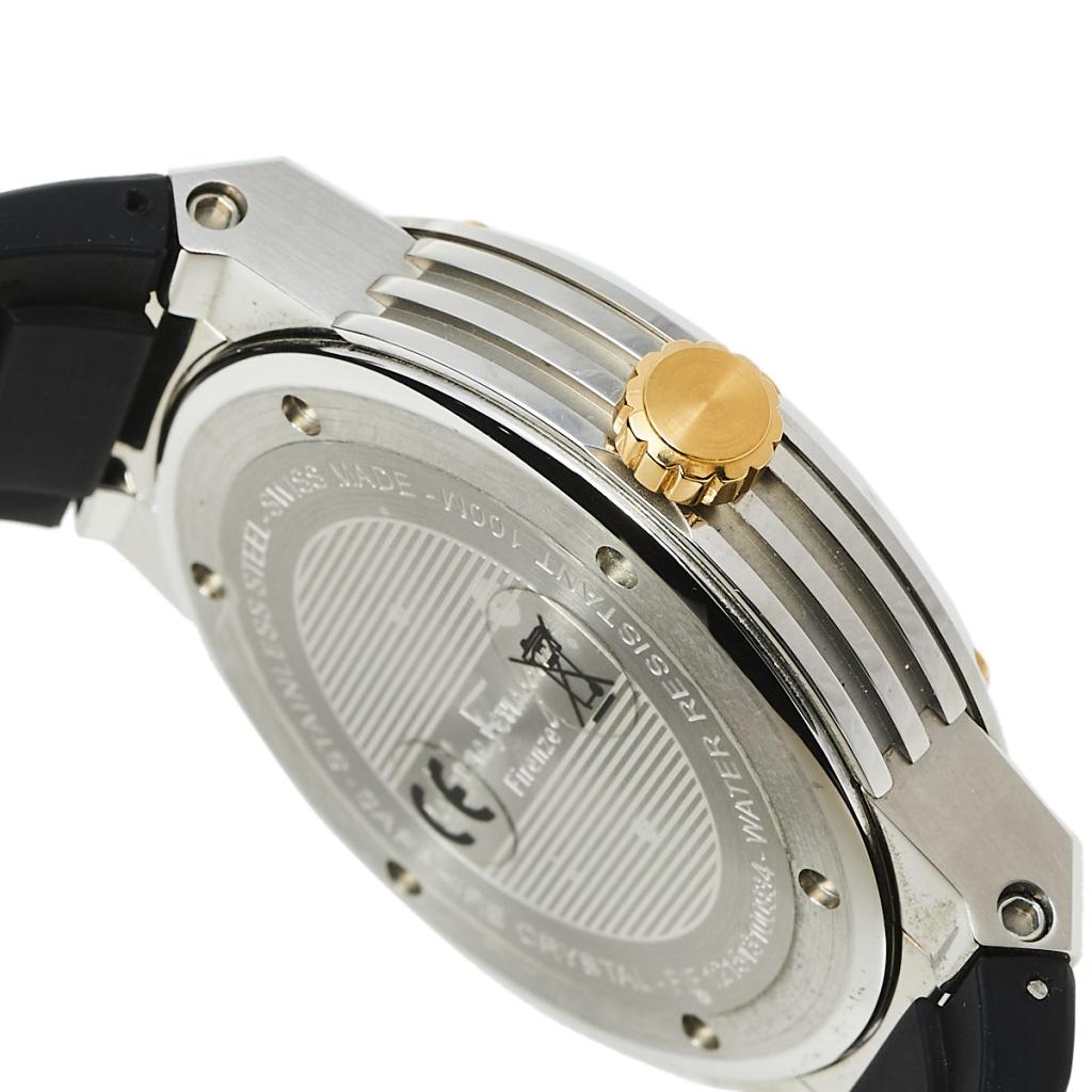 Salvatore Ferragamo Montre-bracelet pour homme en cuir bicolore F-80 FIF070016 44 mm Bon état à Dubai, Al Qouz 2