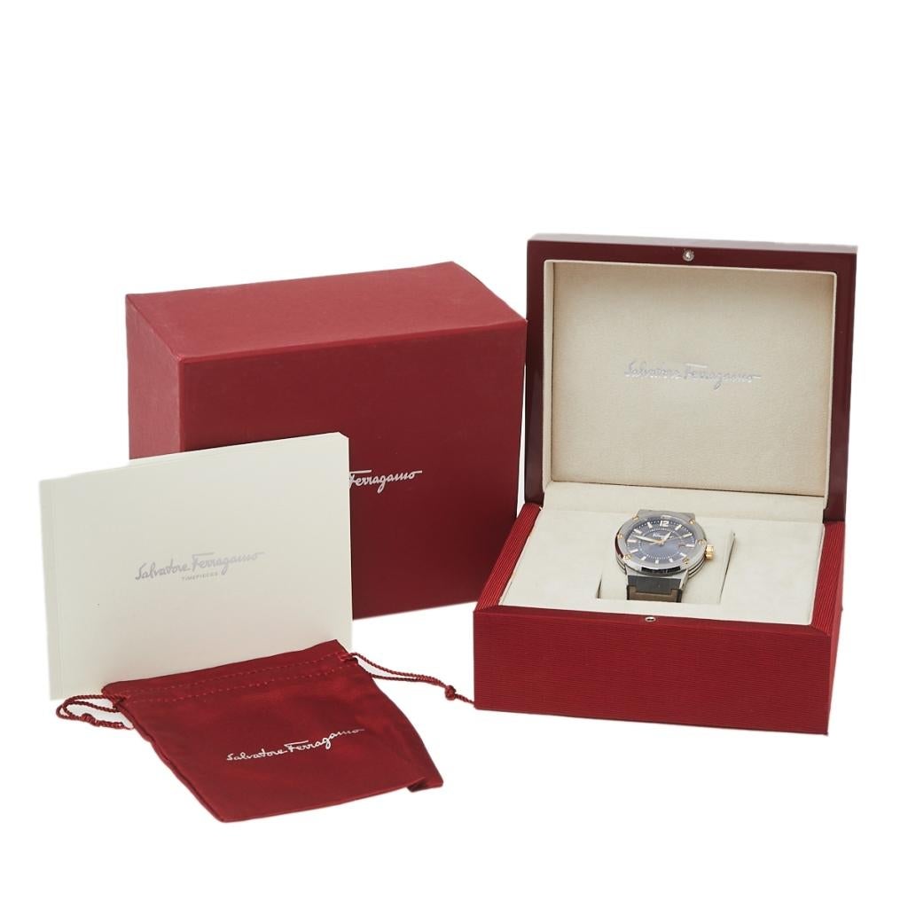  Salvatore Ferragamo Montre-bracelet pour homme en cuir bicolore F-80 FIF070016 44 mm Pour hommes 