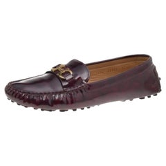 Used Salvatore Ferragamo Two Tone Patent Leather Gancini Bit Slip On Loafers Size 41