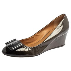 Salvatore Ferragamo Two Tone Patent Leather Wedge Pumps Size 38