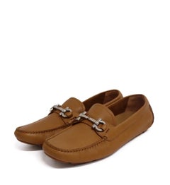 Salvatore Ferragamo US 11 Women's Brown Gancini Leather Driver Moccasins