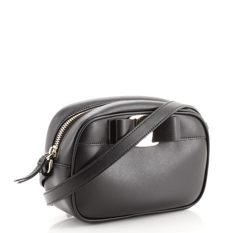 Black Salvatore Ferragamo Vara Bow Camera Bag Leather