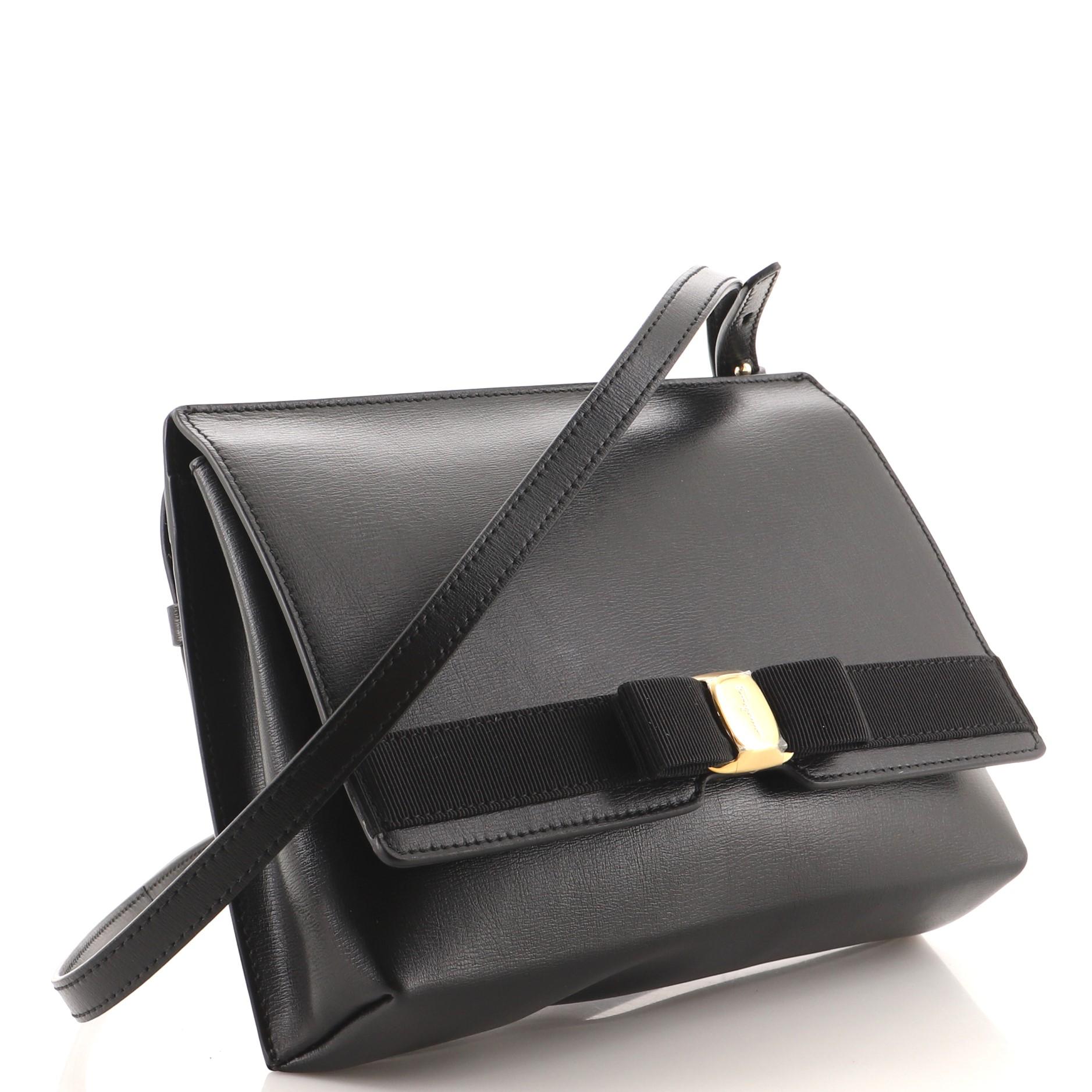 Black Salvatore Ferragamo Vara Bow Crossbody Bag Leather Mini