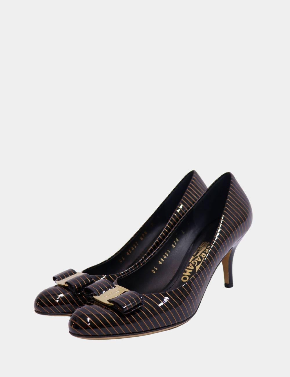 Black Salvatore Ferragamo Vara Bow Pumps Size EU 37.5