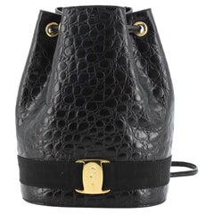 Salvatore Ferragamo Vara Bucket Backpack Embossed Leather Mini