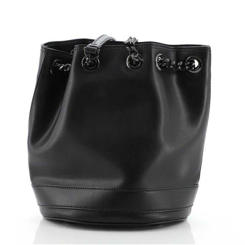 Salvatore Ferragamo Vara Chain Bucket Bag Leather Small In Good Condition In NY, NY