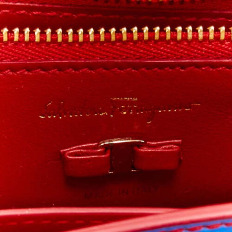 SALVATORE FERRAGAMO Vara rainbow stripe logo bow boxy chain crossbody bag 5