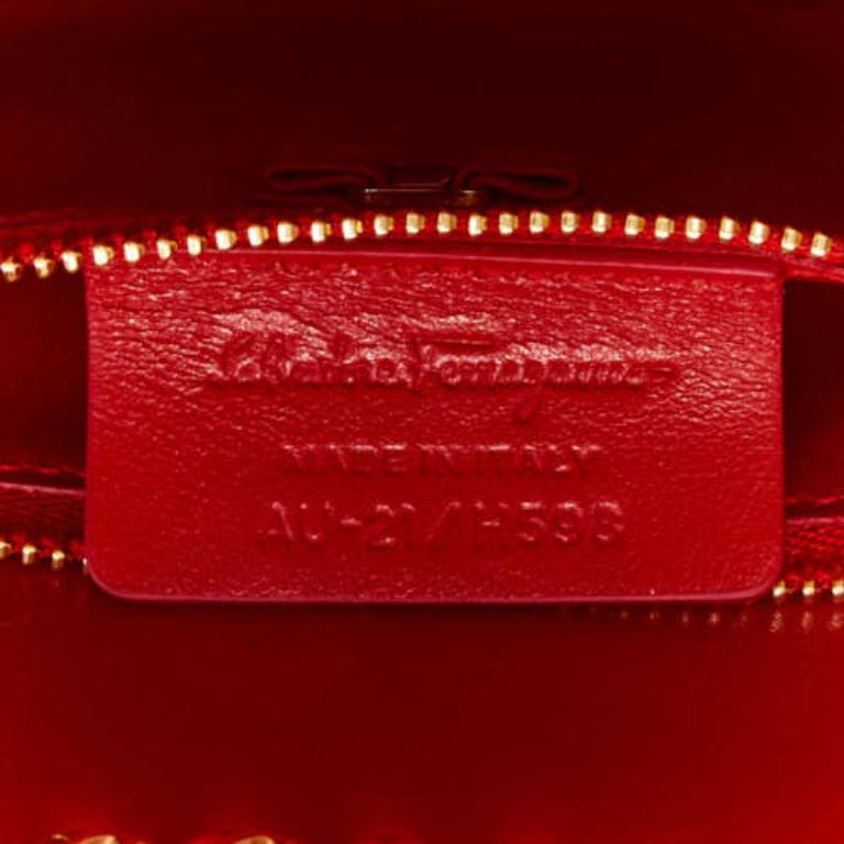 SALVATORE FERRAGAMO Vara rainbow stripe logo bow boxy chain crossbody bag 6
