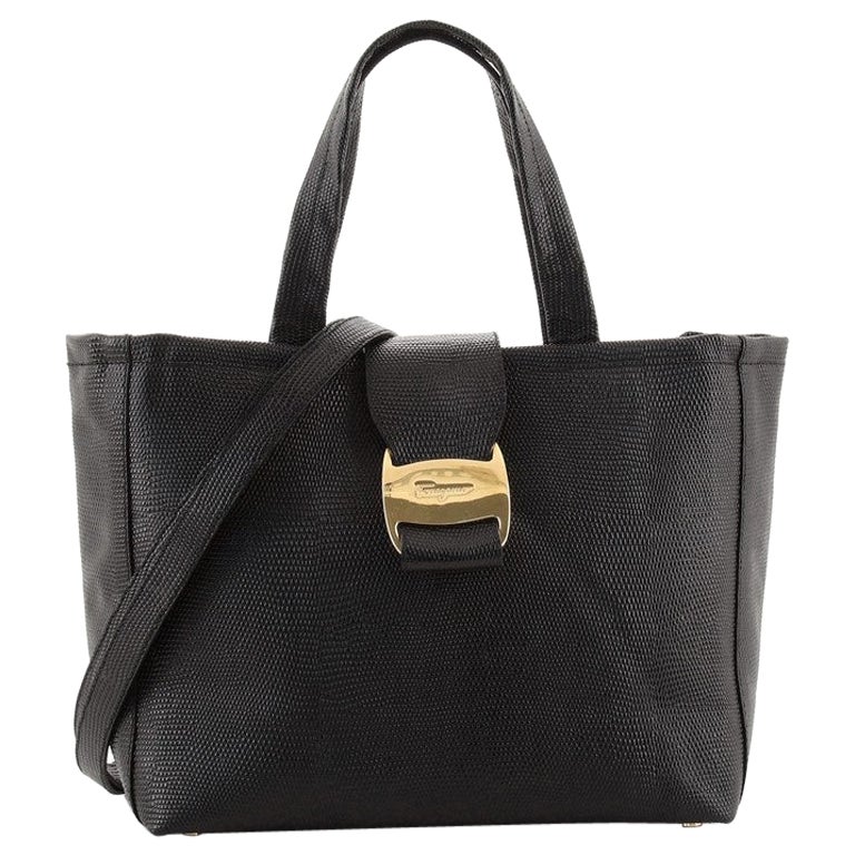 Salvatore Ferragamo Vara Tragetasche aus Leder mit Eidechsenprägung Klein