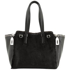 Salvatore Ferragamo Verve Tote Fox Fur And Leather Medium