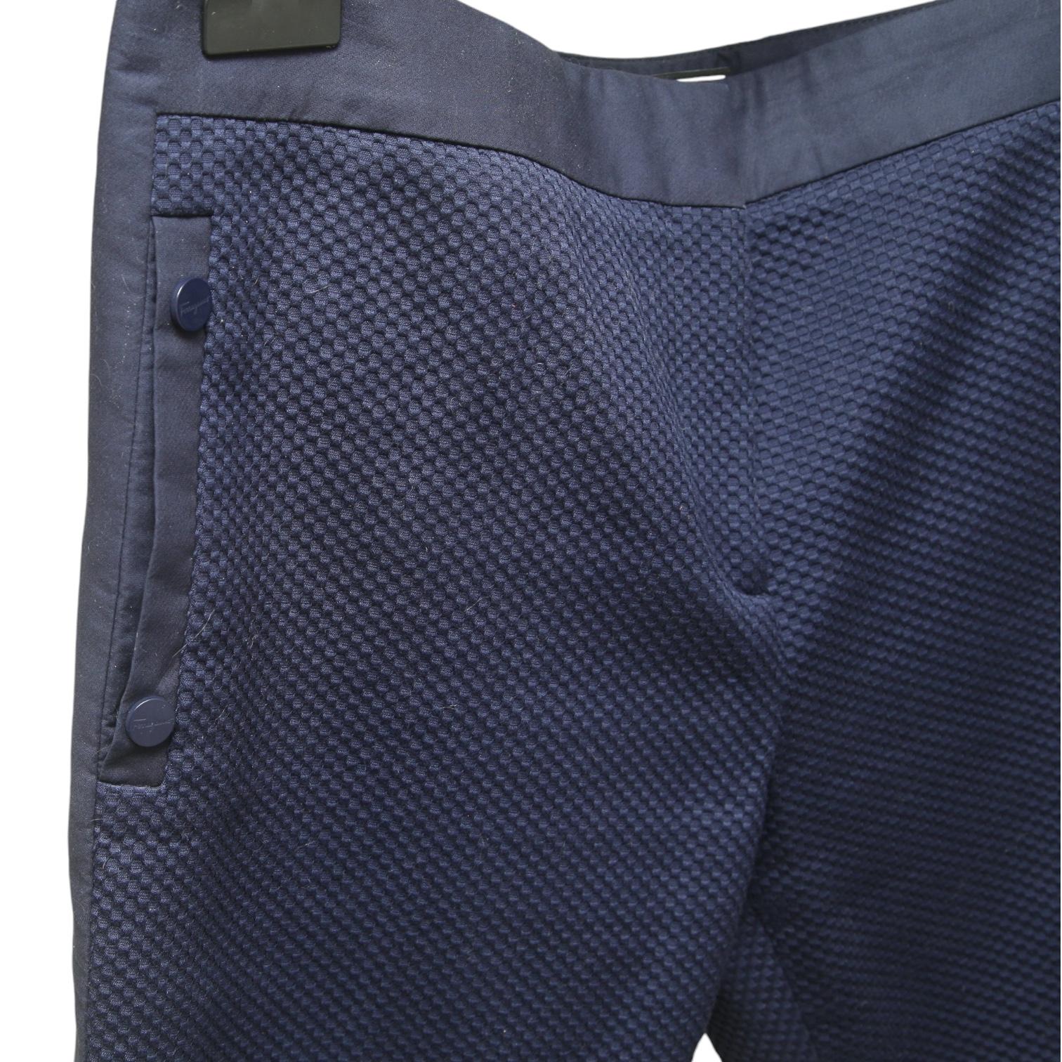 SALVATORE FERRAGAMO Gilet Giacca Cappotto Navy Blue Zipper Silver Top Cap Sleeve 42 in vendita 1