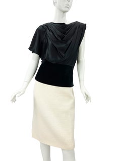 Salvatore Ferragamo Runway FW 2007  Black Silk Velvet Tuxedo Tail Top Italian 44