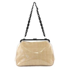Salvatore Ferragamo Vintage Chain Frame Bag PVC and Raffia Medium