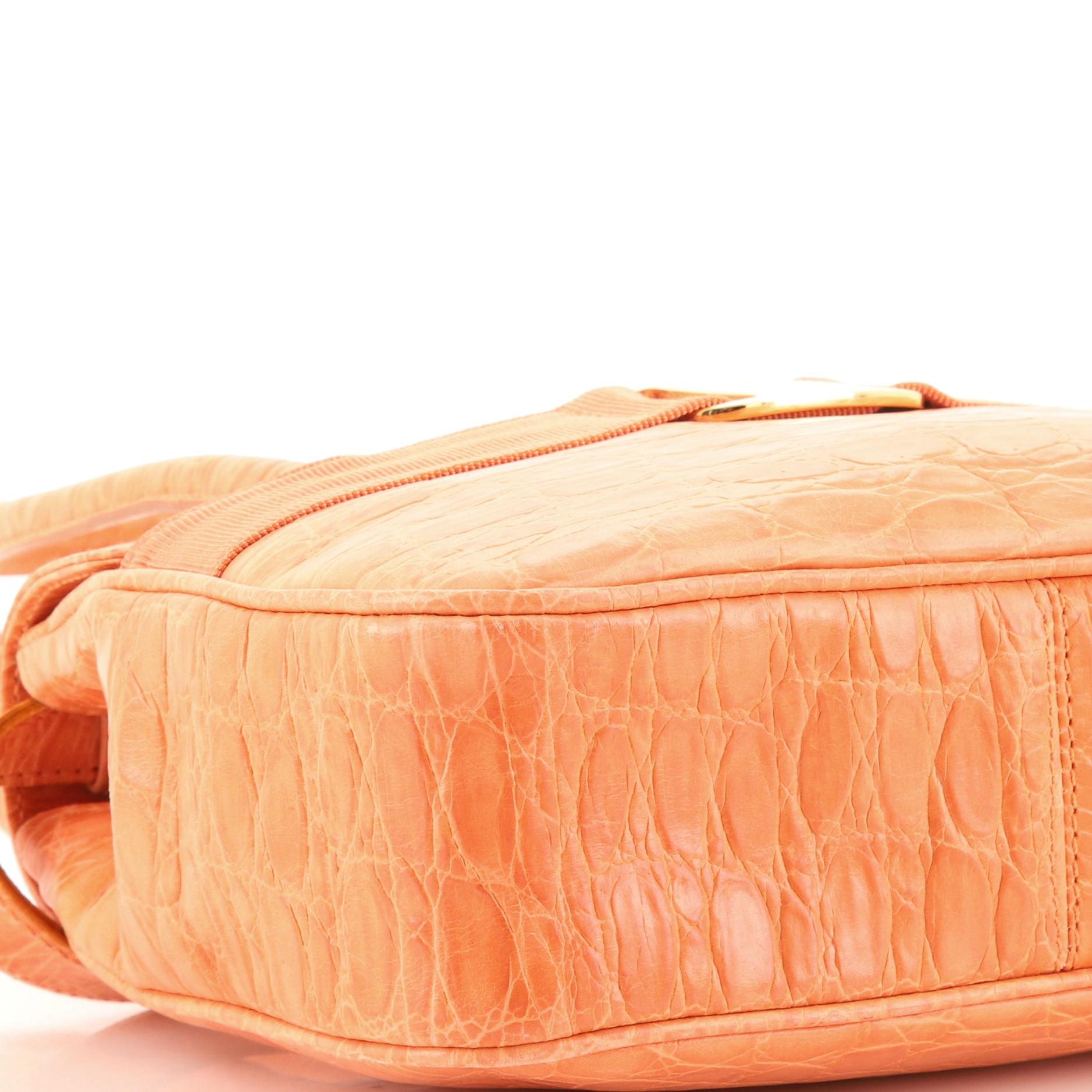 Salvatore Ferragamo Vintage Umwandelbare Klappe Schultertasche Krokodil geprägtes Leder 1