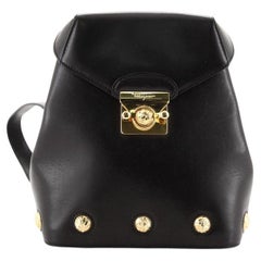 Salvatore Ferragamo Vintage Flap Lock Backpack Studded Leather Small