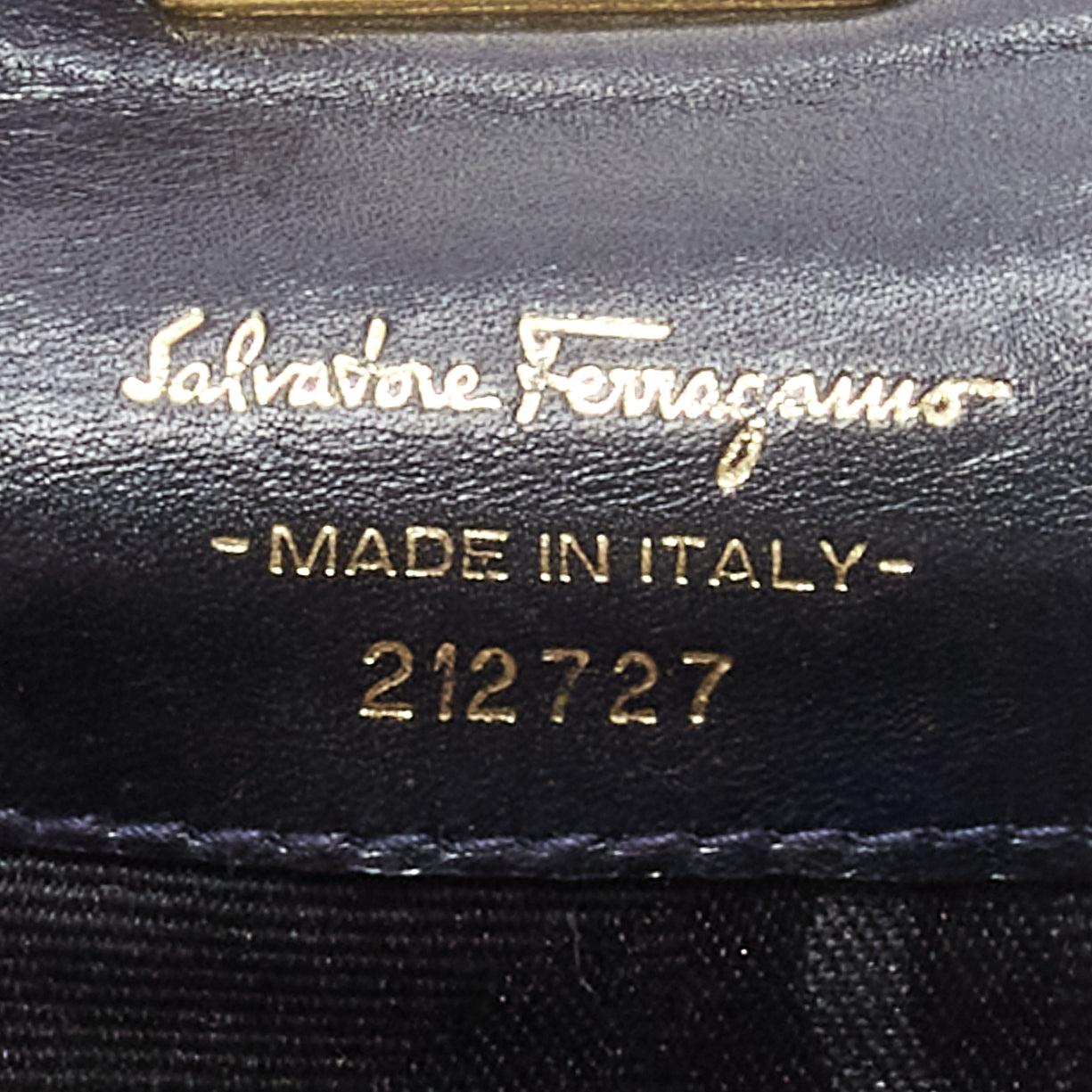 SALVATORE FERRAGAMO Vintage Gancini black gold chain mini waist belt bag For Sale 6
