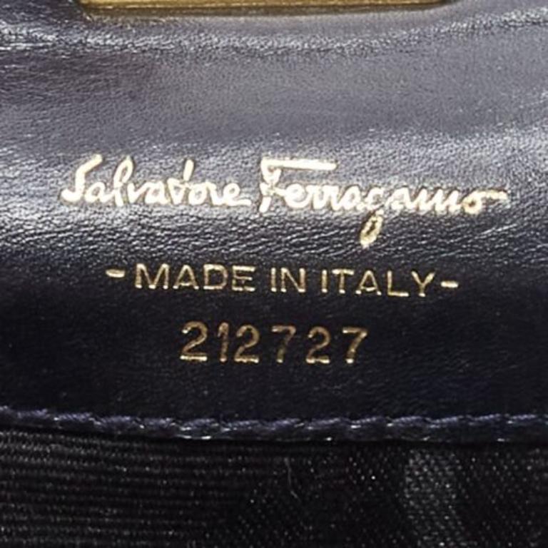 SALVATORE FERRAGAMO Vintage Gancini black gold chain mini waist belt bag For Sale 5