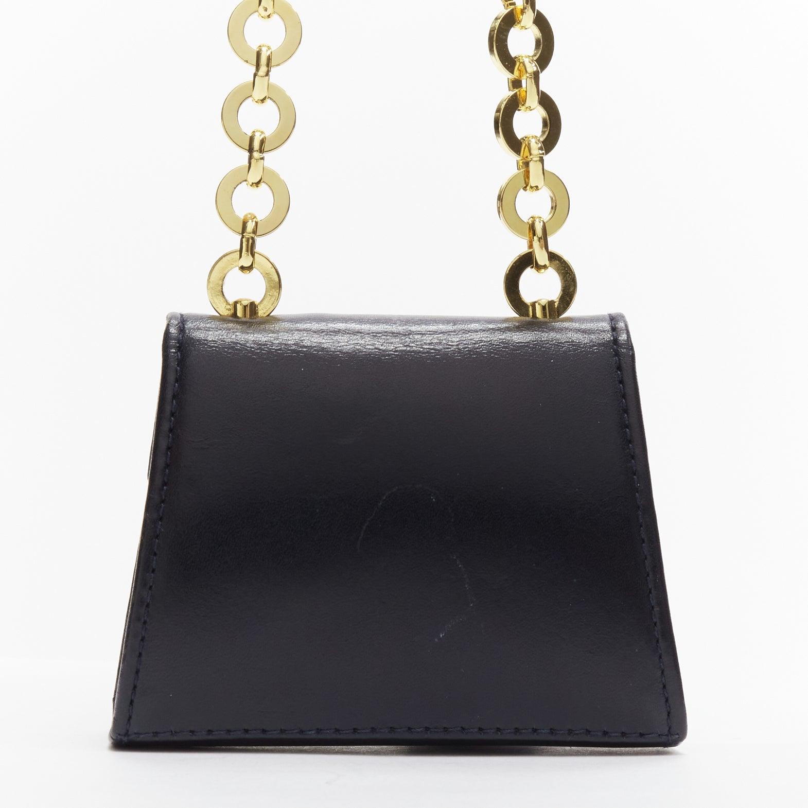 SALVATORE FERRAGAMO Vintage Gancini black gold chain mini waist belt bag For Sale 1