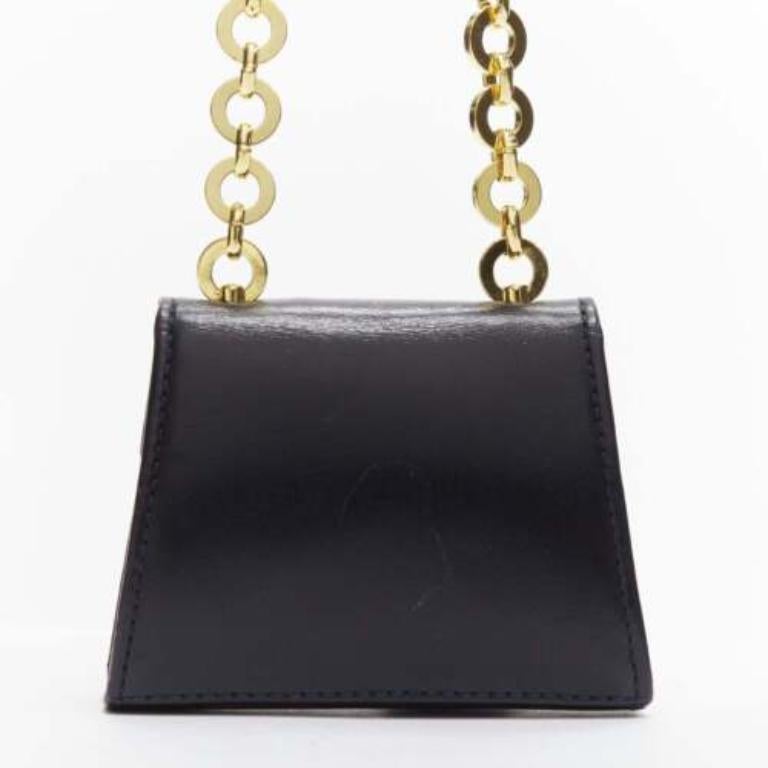 Women's SALVATORE FERRAGAMO Vintage Gancini black gold chain mini waist belt bag For Sale