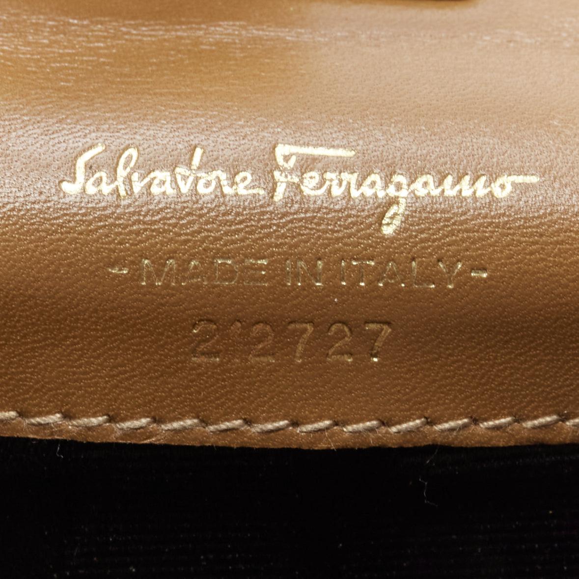SALVATORE FERRAGAMO Vintage Gancini brown gold chain mini waist bag For Sale 5