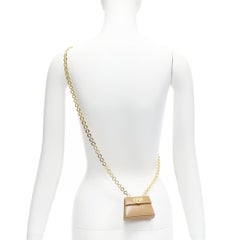 SALVATORE FERRAGAMO Vintage Gancini brown gold chain mini waist bag