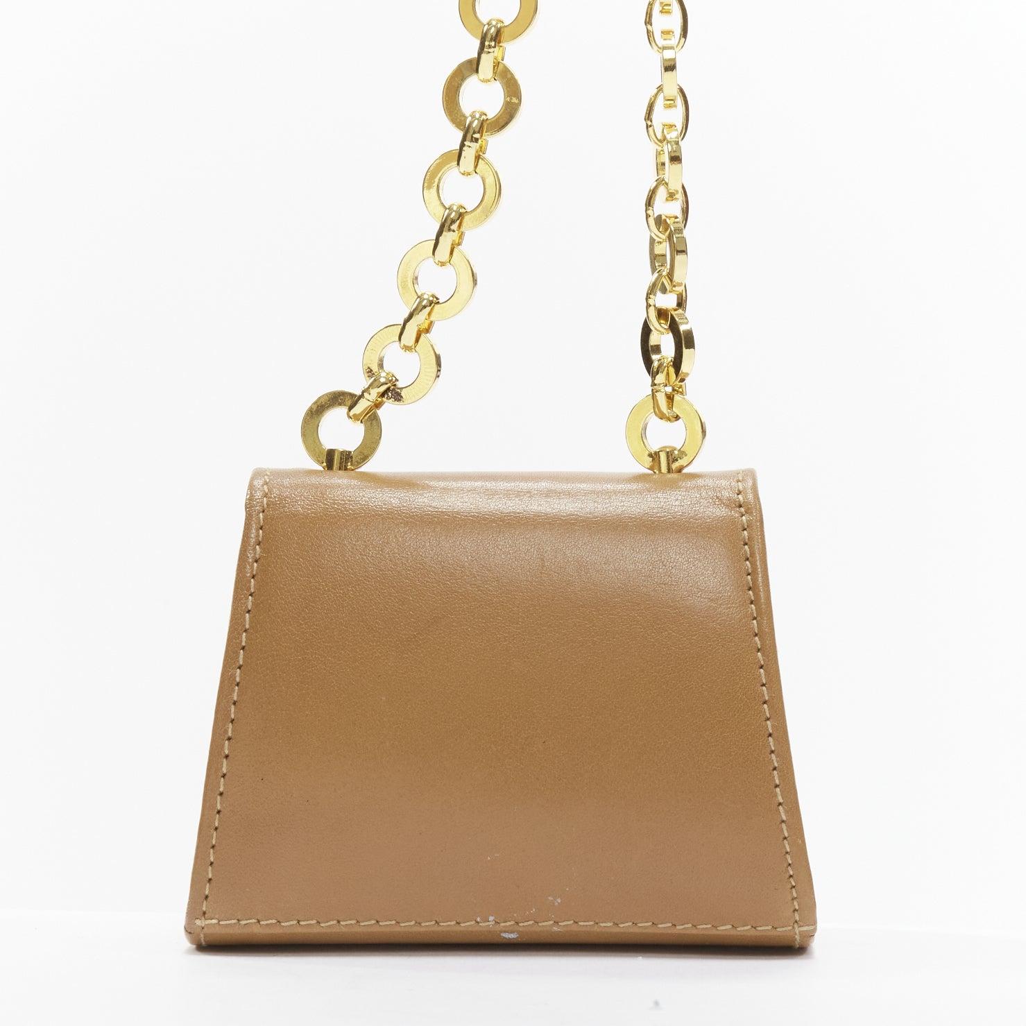 Women's SALVATORE FERRAGAMO Vintage Gancini brown gold chain mini waist bag For Sale