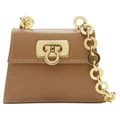 SALVATORE FERRAGAMO Used Gancini brown gold chain mini waist bag